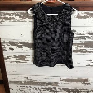 Black and white j crew polka dot blouse